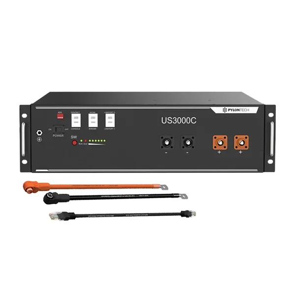 Pylontech 1x US3000D LiFePO4 Batterie 3,5kWh mit Wechselrichter-Anschlusskabelset