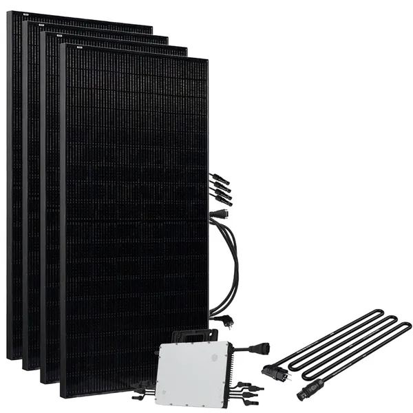 Offgridtec® Solar-Direct 1800W HMS-1600-4T Solaranlage Full Black Schuko-Anschluss - 15m Anschlusskabel - Ohne Halterung