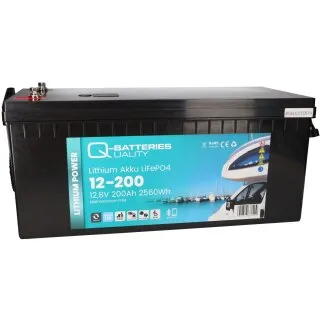 1x Q-Batteries LiFePO4 Akku 12-200 12,8V 200Ah 2560Wh mit Bluetooth