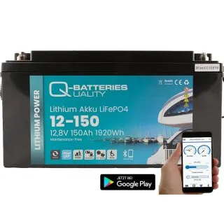 1x Q-Batteries LiFePO4 Akku 12-150 12,8V 150Ah 1920Wh mit Bluetooth mit 0% MwSt nach §12 Abs. 3 UstG