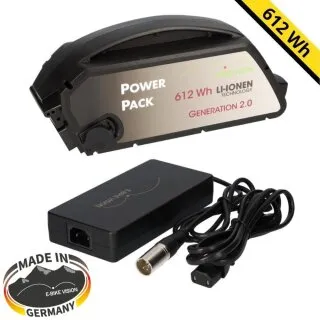 Set E-Bike Akku Ersatzakku Power Pack 17 Ah 612 Wh 36V Bosch Classic Unterrohr + Ladegerät 6A